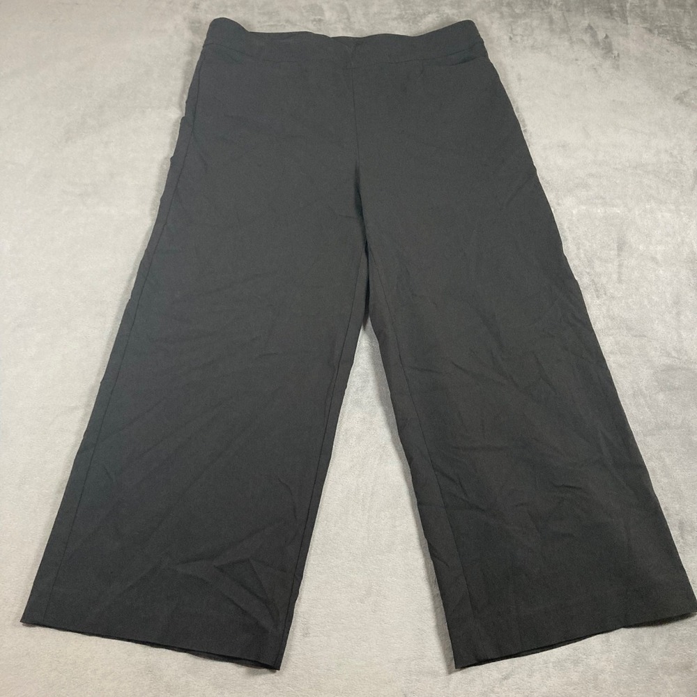 Chicos Black Wide Leg Cropped Trousers Size 2.5R US 14R Rayon Stretch Pants
